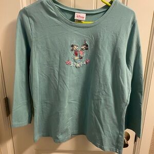 Vintage Disney Store L Top Mickey Minnie Large Blouse Lg Shirt Stretch Material